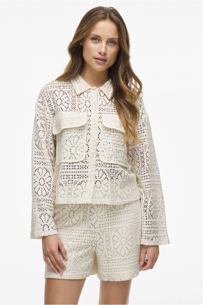 VIMERINDA CROCHET L/S CARDIGAN/BFS 14105211 BIRCH